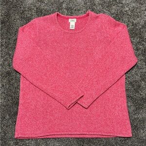 LL Bean Women’s Pink Crewneck Sweater – Size XL (Regular) chunky knitwear